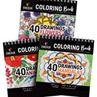3 Libros para Colorear: Animales- Mandalas- Flores- Libro para Colorear Adultos Antiestrés- 120 dibujos